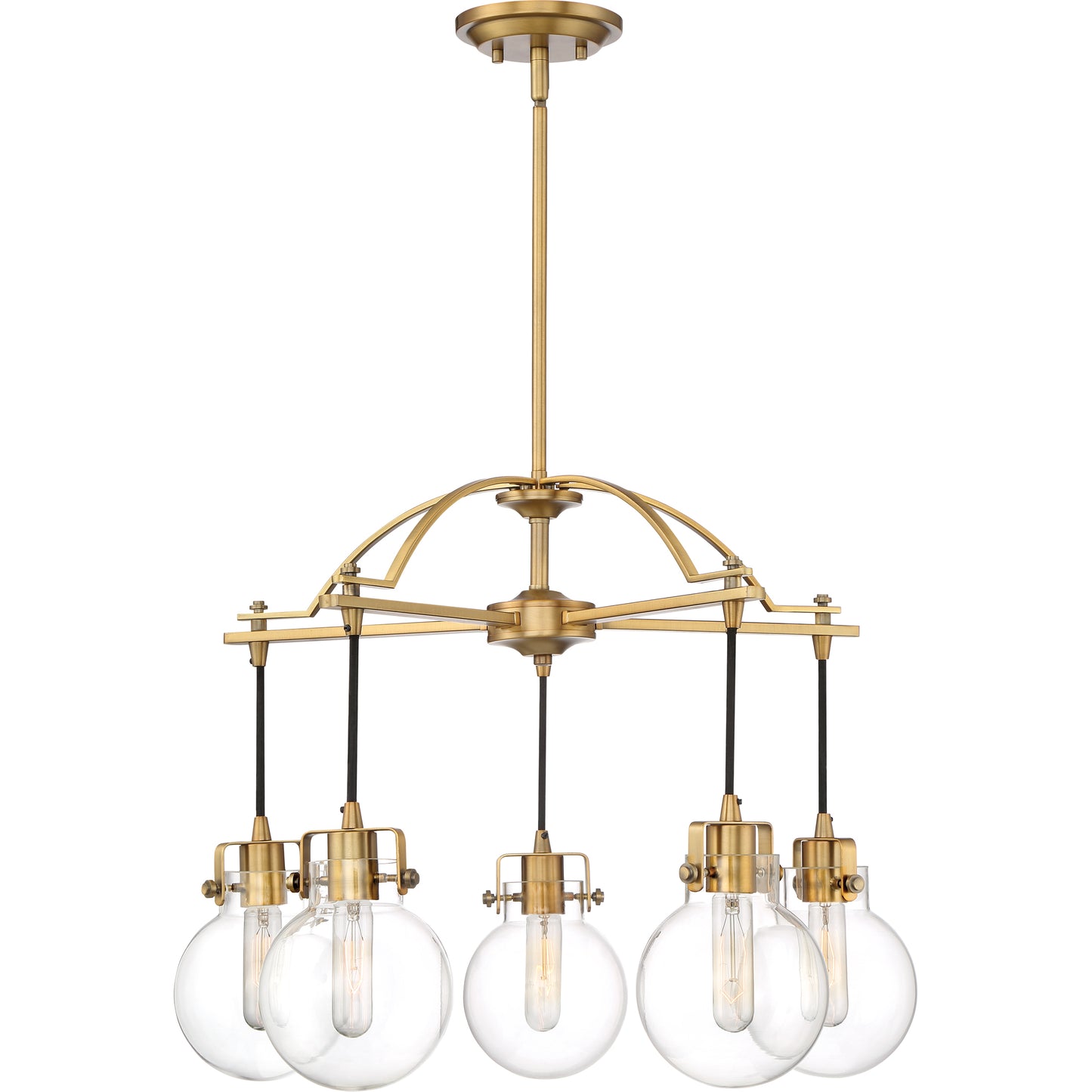 Quoizel 5 Light Sidwell Chandelier, Weathered Brass