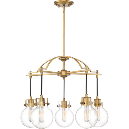 Quoizel 5 Light Sidwell Chandelier, Weathered Brass