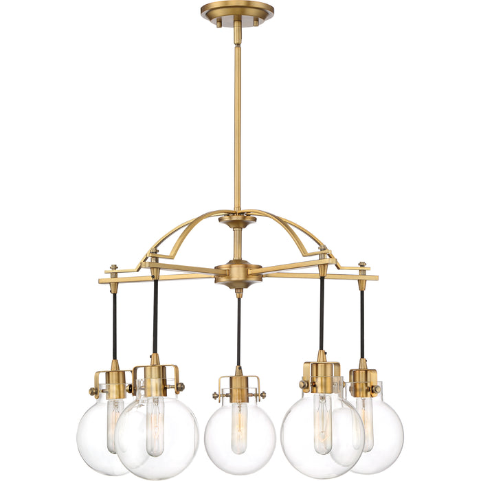 Quoizel 5 Light Sidwell Chandelier, Weathered Brass