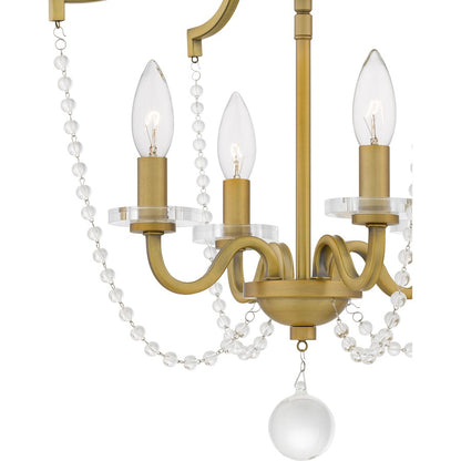 Quoizel Sunday 4 Light Semi-Flush Mount, Aged Brass