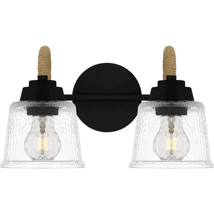 Quoizel Seabreeze 2 Light Bath Light, Matte Black/Clear Hammered - SEB8614MBK