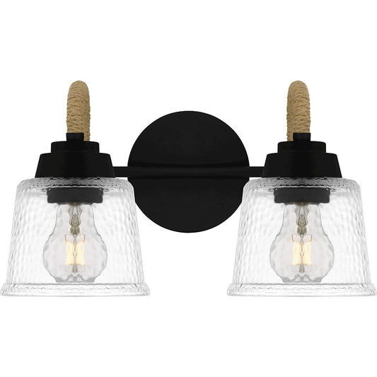 Quoizel Seabreeze 2 Light Bath Light, Matte Black/Clear Hammered - SEB8614MBK