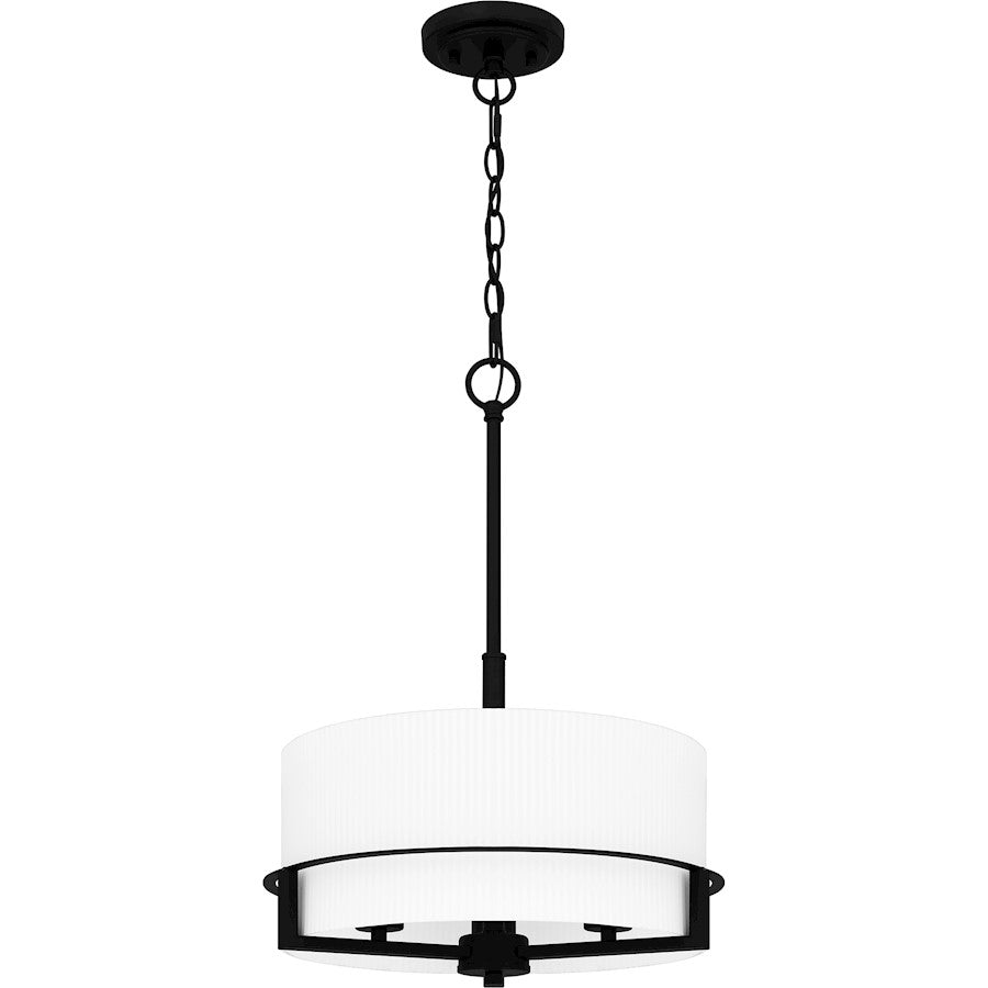 Quoizel Seymour 3 Light Pendant, Matte Black/Opal Etched Ribbed - SEY2815MBK