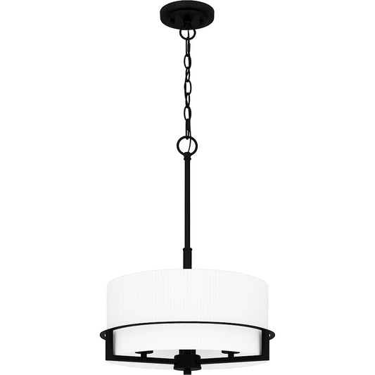 Quoizel Seymour 3 Light Pendant, Matte Black/Opal Etched Ribbed - SEY2815MBK