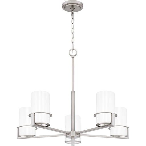 Quoizel Seymour 5 Light Chandelier, Brushed Nickel/Opal Ribbed - SEY5026BN