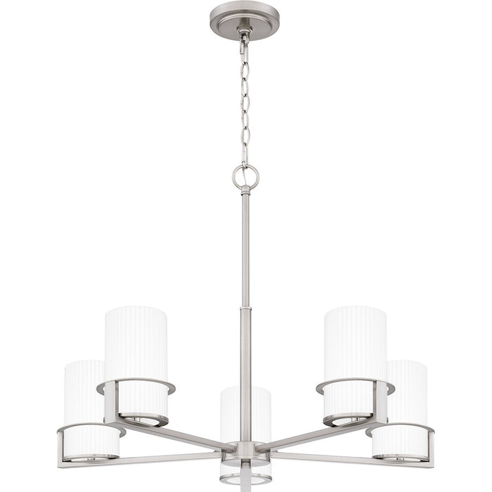 Quoizel Seymour 5 Light Chandelier, Brushed Nickel/Opal Ribbed - SEY5026BN