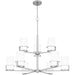 Quoizel Seymour 9 Light Chandelier, Brushed Nickel/Opal Ribbed - SEY5032BN