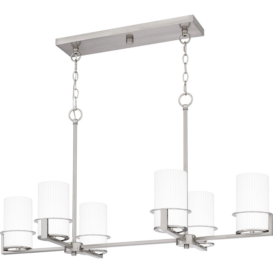 Quoizel Seymour 6 Light Island Light, Brushed Nickel/Opal Ribbed - SEY636BN