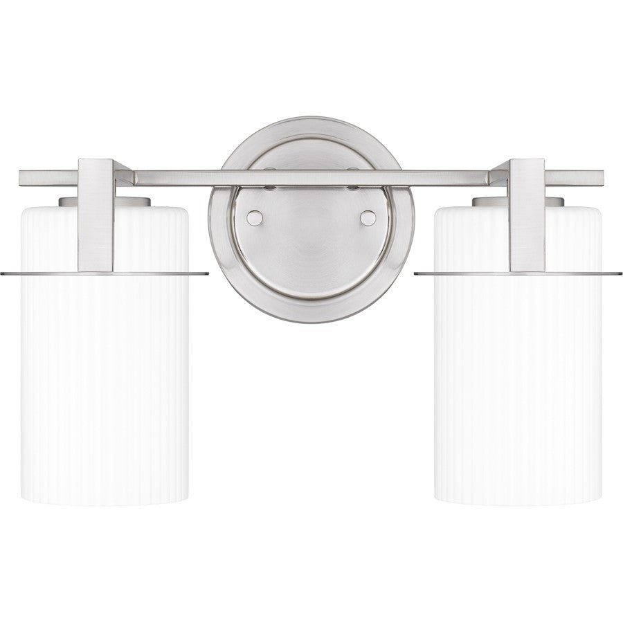 Quoizel Seymour 2 Light Bath Light, Brushed Nickel/Opal Ribbed - SEY8614BN