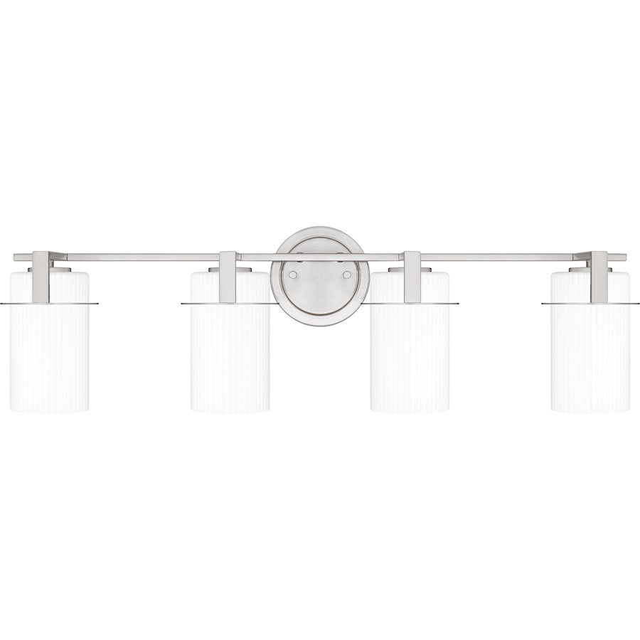 Quoizel Seymour 4 Light Bath Light, Brushed Nickel/Opal Ribbed - SEY8631BN