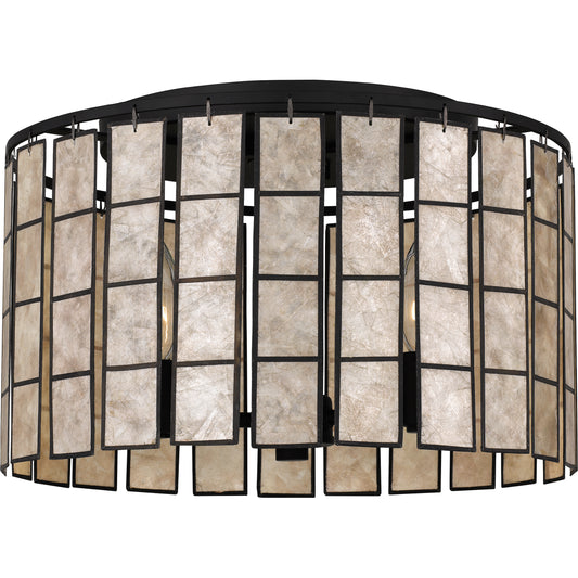 Quoizel Seigler 3 Light Semi-Flush Mount, Matte Black/Etched Glass - SGL1714MBK