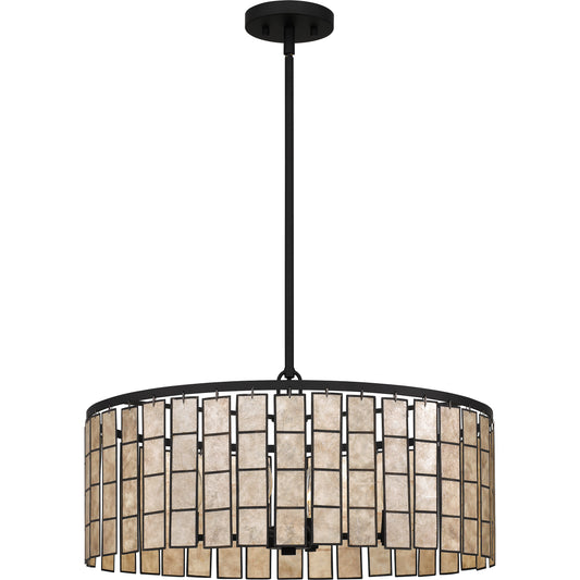 Quoizel Seigler 3 Light Pendant, Matte Black/Etched Glass - SGL2814MBK