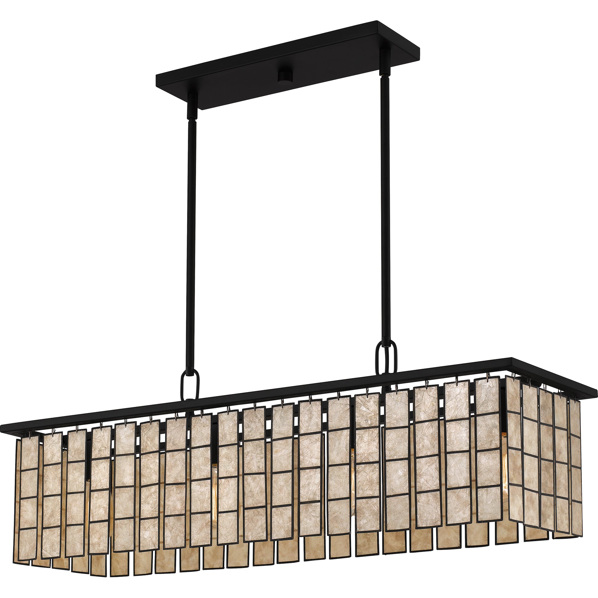 Quoizel Seigler 4 Light Island Light, Matte Black/Etched Glass - SGL434MBK