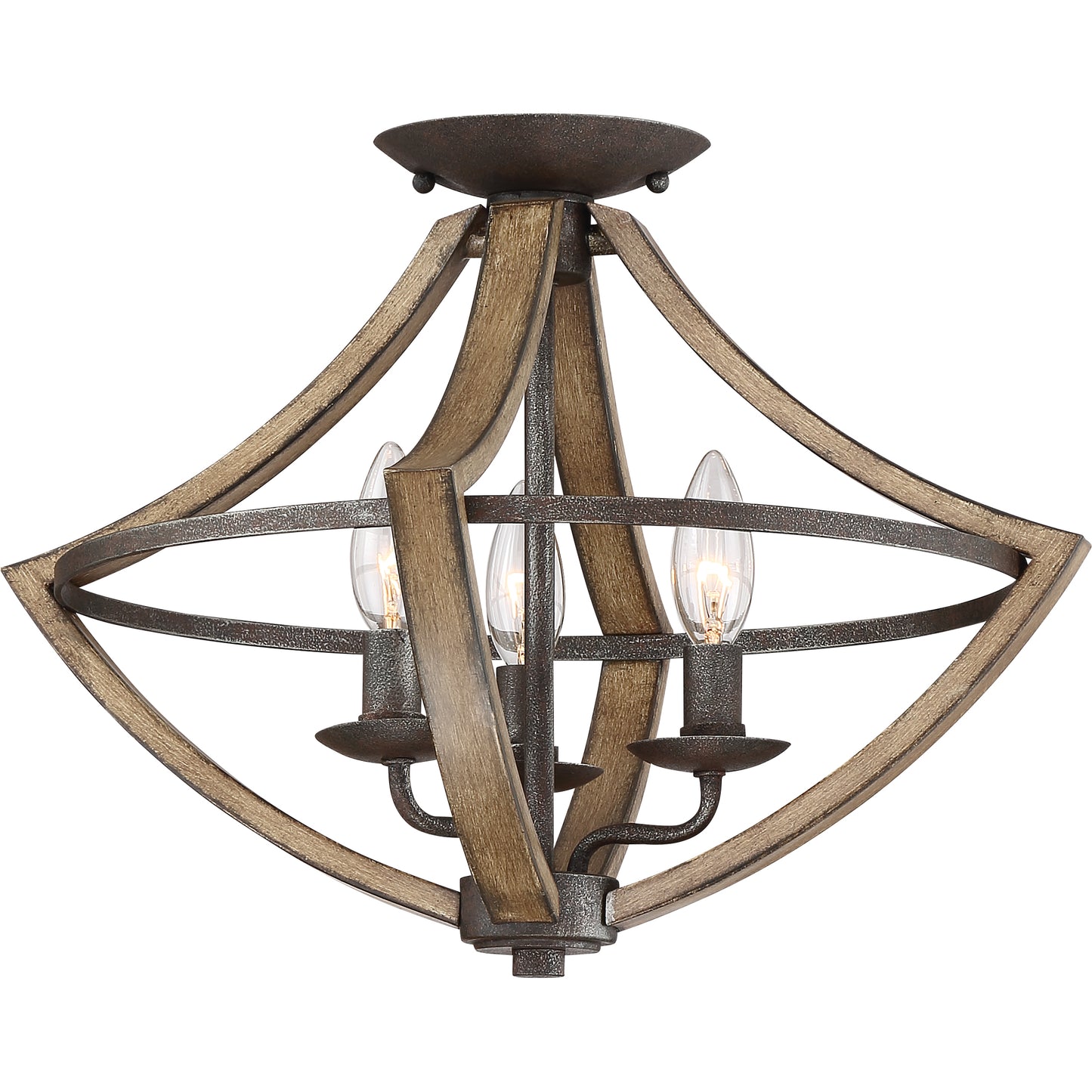 Quoizel 3 Light Shire Flush Mount, Rustic Black