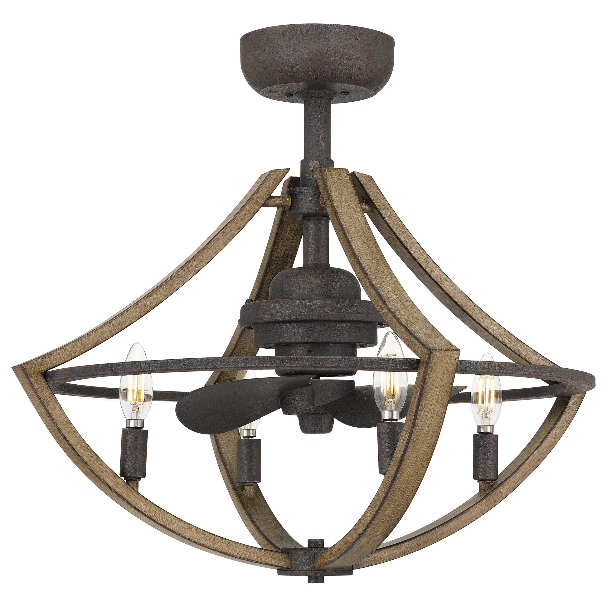 Quoizel Shire 4 Light Fandelier, Rustic Black - SHR3123RK