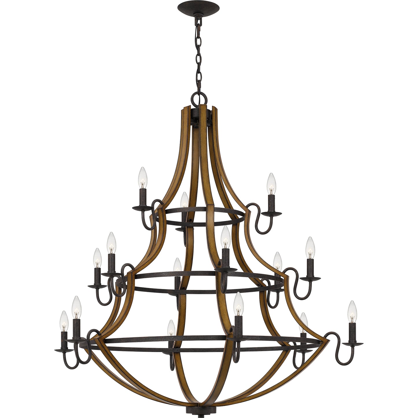 Quoizel Shire 15 Light Chandelier, Rustic Black - SHR5015RK