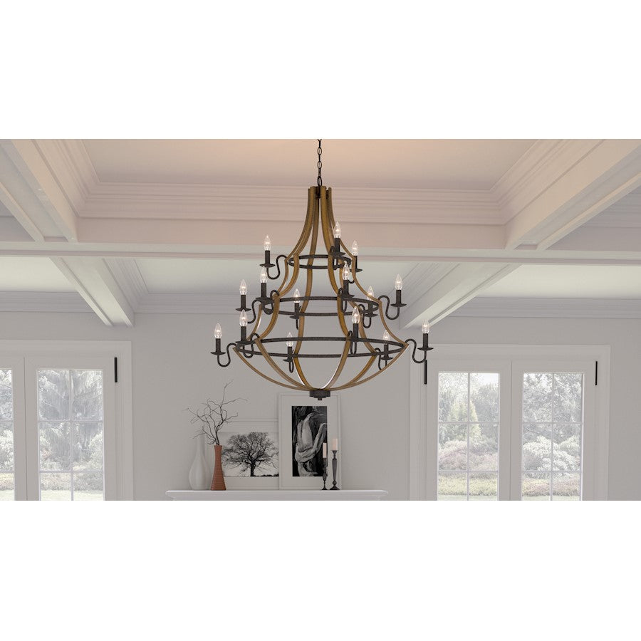 Quoizel Shire 15 Light Chandelier, Rustic Black