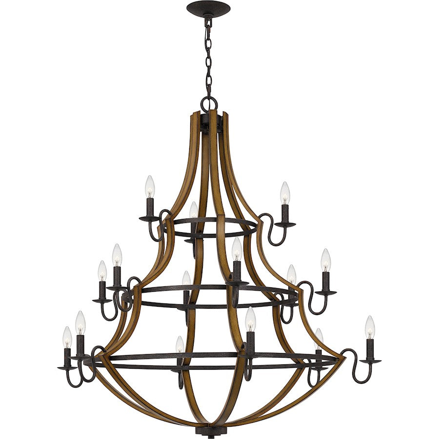 Quoizel Shire 15 Light Chandelier, Rustic Black