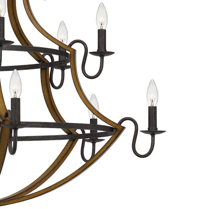 Quoizel Shire 15 Light Chandelier, Rustic Black