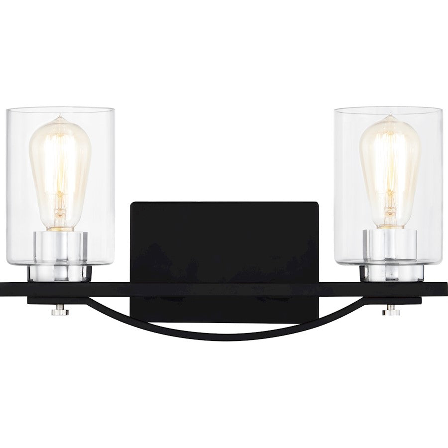 2 Light Bathroom Vanity Light, Matte Black