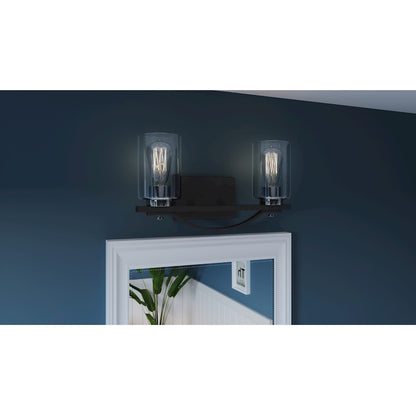 2 Light Bathroom Vanity Light, Matte Black