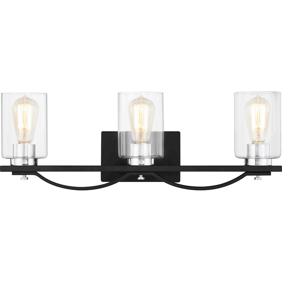 3 Light Bathroom Vanity Light, Matte Black