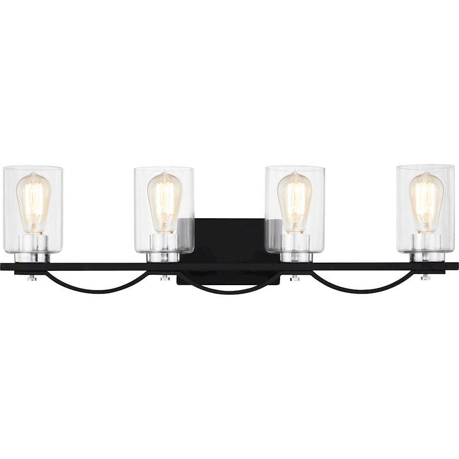 4 Light Bathroom Vanity Light, Matte Black