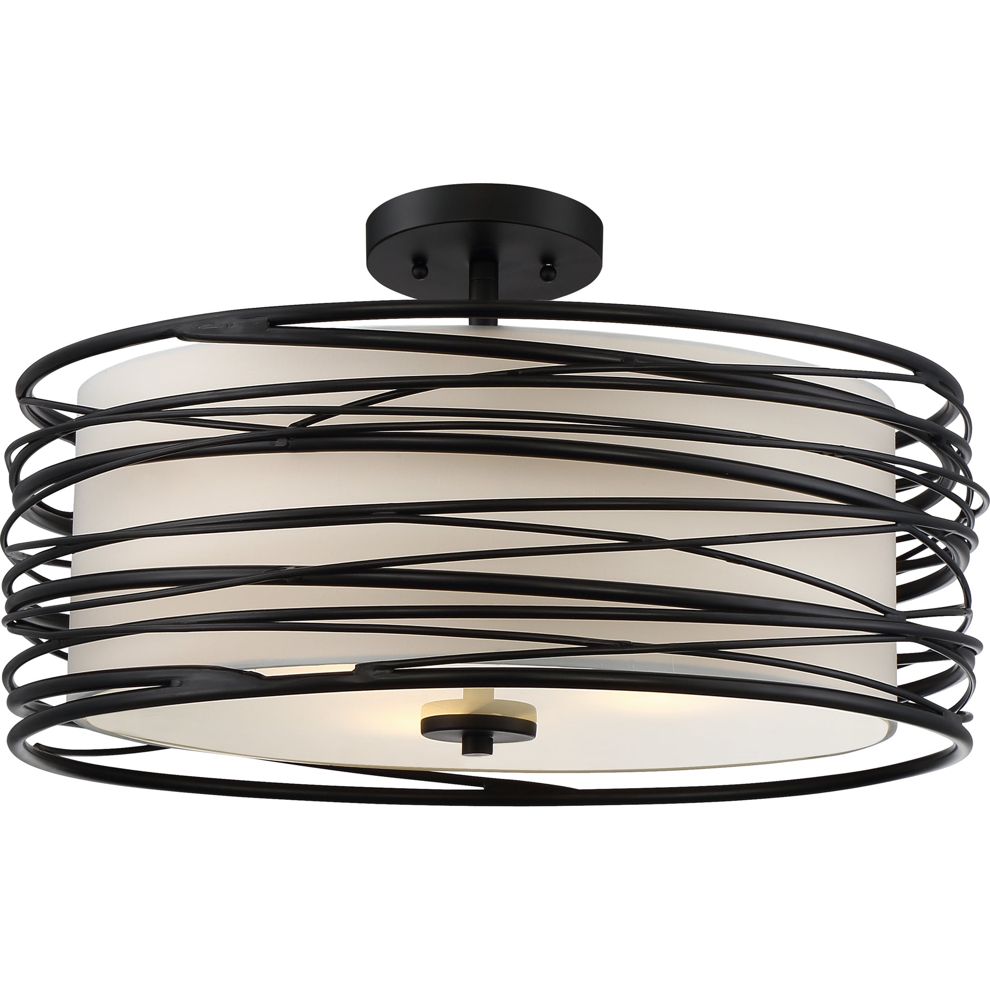 Quoizel Spiral 3 Light Semi-Flush Mount, Mystic Black - SPL1720K