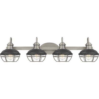 Quoizel Sandpiper 4 Light Bath, AP Nickel/Distress Iron Shade - SPP8634AP