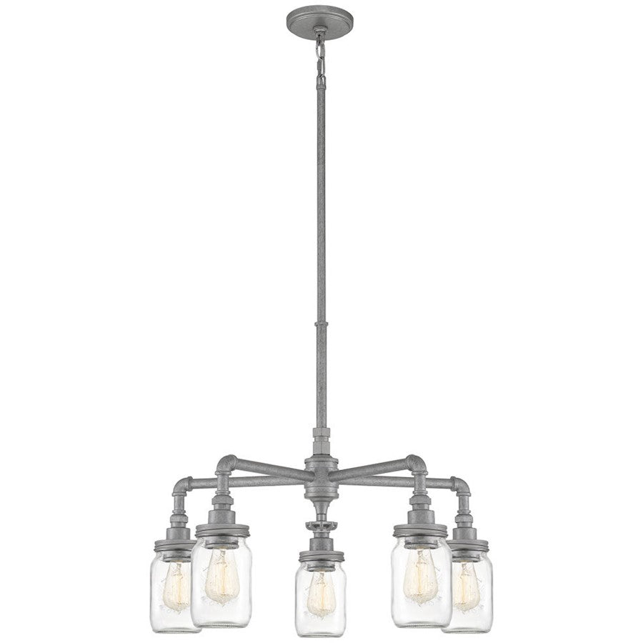 Quoizel Squire 5 Light Chandelier, Galvanized - SQR5005GV