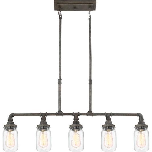 Quoizel Squire 5 Light Island Chandelier, Rustic Black