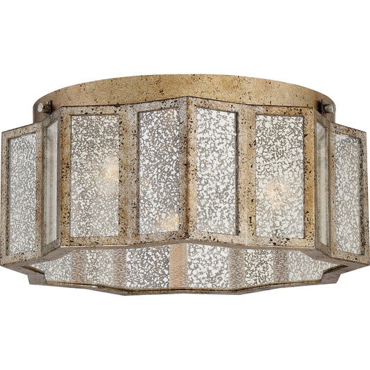 Quoizel 16" Shrine Flush Mount, Aged Gold