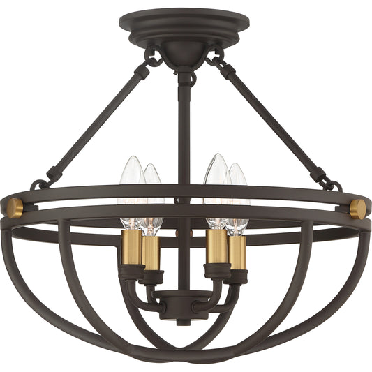 Quoizel Sergeant 4 Light Semi-Flush Mount, Western Bronze - SRG1716WT