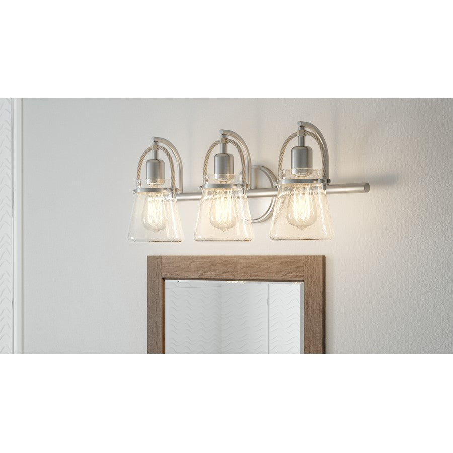 3 Light Bathroom Vanity Light, Brushed Nickel