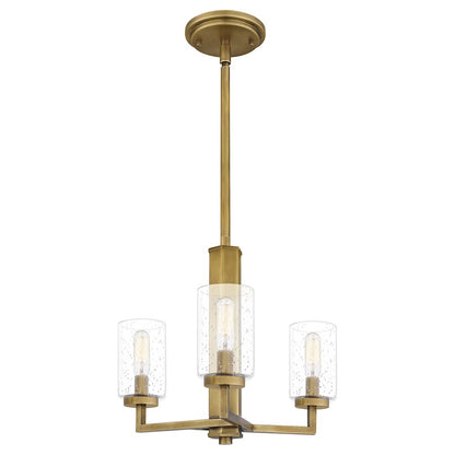 3 Light Pendant, Weathered Brass