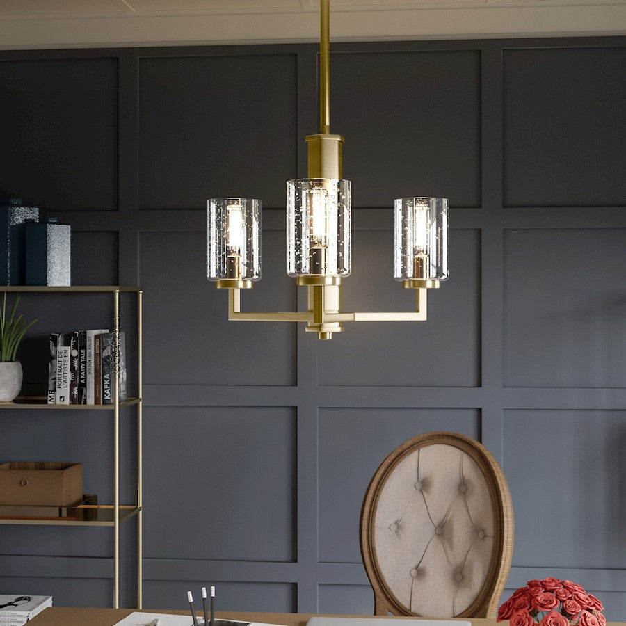 3 Light Pendant, Weathered Brass