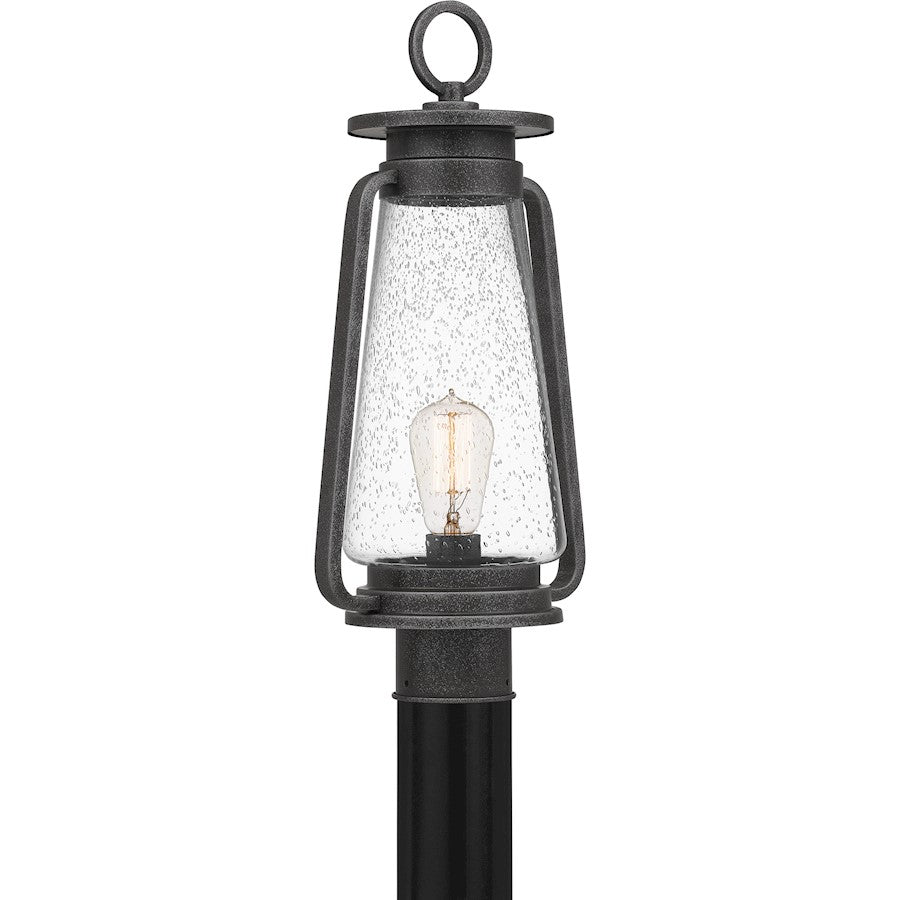 Quoizel Sutton 1 Light Outdoor Post Lantern, Speckled Black