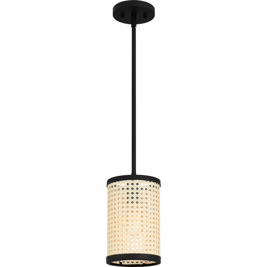 Quoizel Syrah 1 Light Mini Pendant, Brushed Nickel/Rattan - SYA1506BN