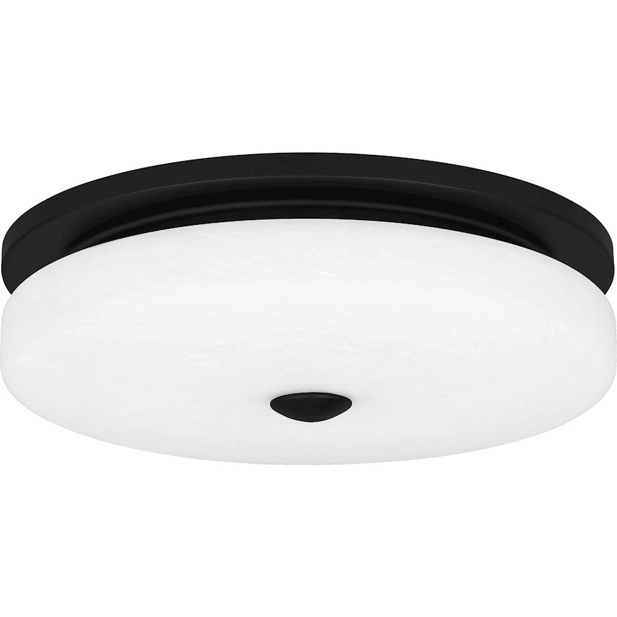 Quoizel Tavani Flush Mount, Matte Black/Alabaster Glass