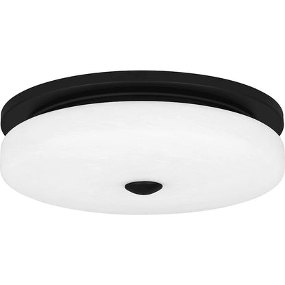 Quoizel Tavani Flush Mount, Matte Black/Alabaster Glass