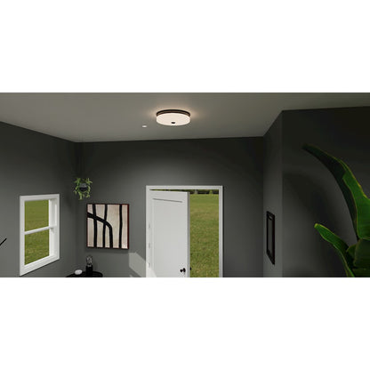 Quoizel Tavani Flush Mount, Matte Black/Alabaster Glass