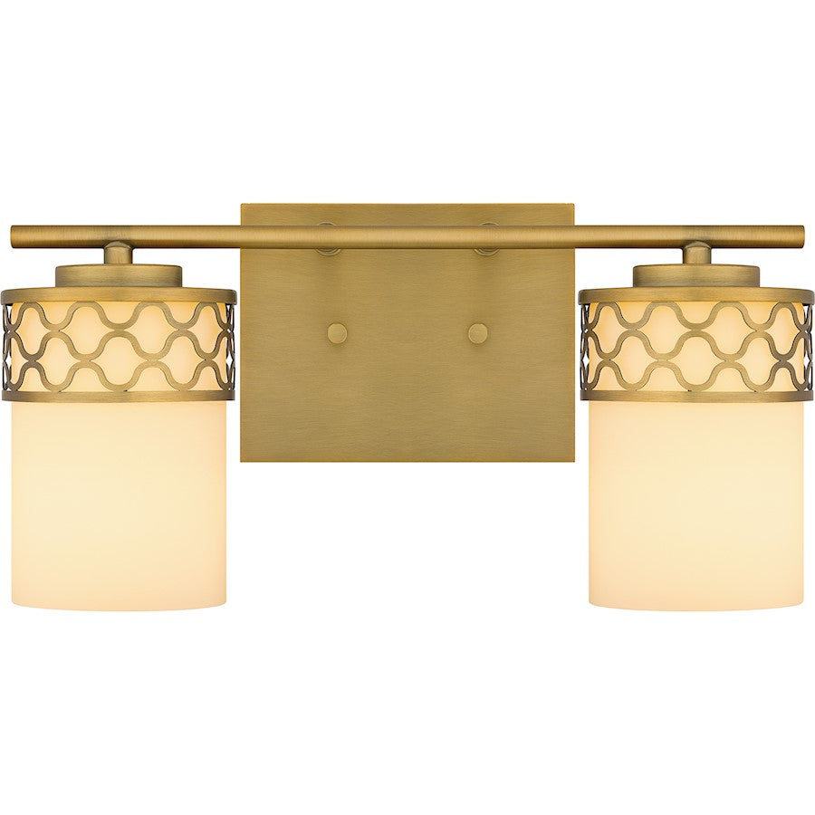 Quoizel Tenley 2 Light Bath Light, Aged Brass/Opal Etched - TEN8615AB