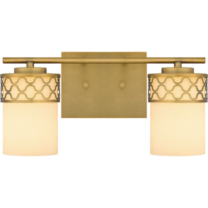 Quoizel Tenley 2 Light Bath Light, Aged Brass/Opal Etched - TEN8615AB