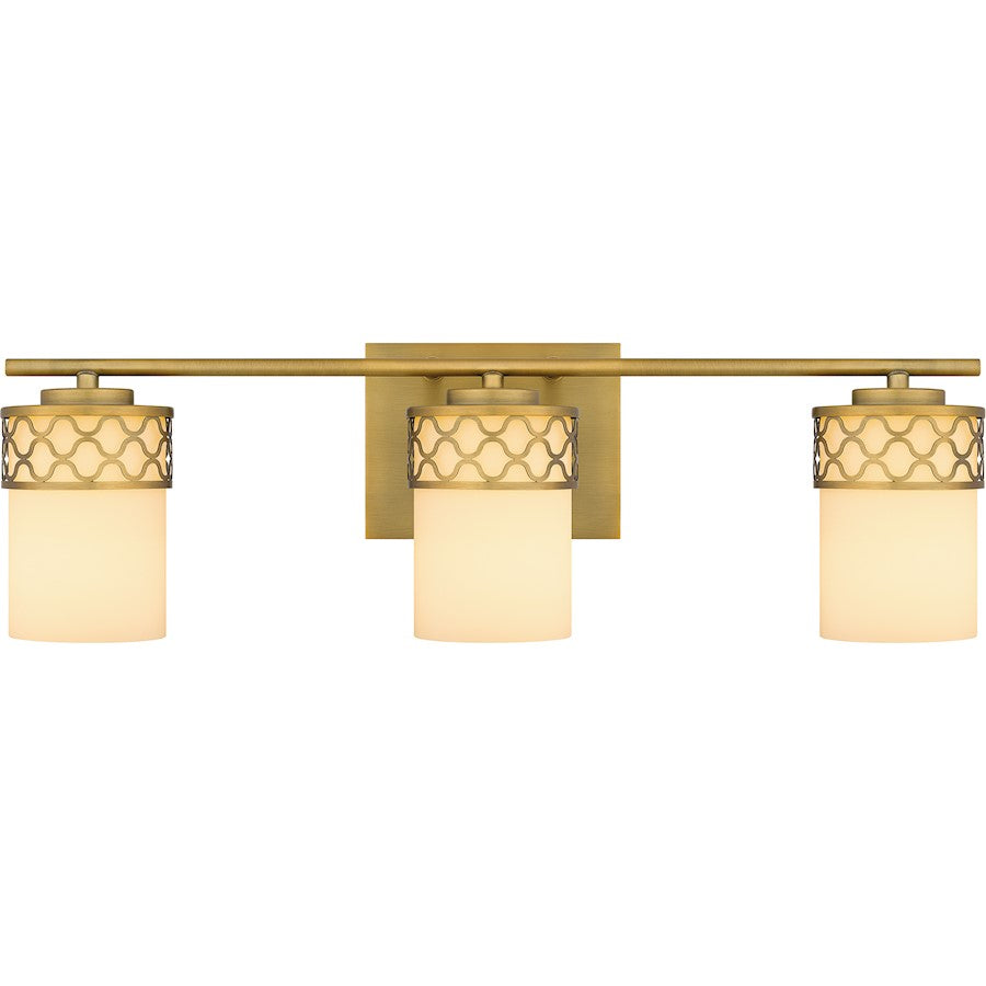 Quoizel Tenley 3 Light Bath Light, Aged Brass/Opal Etched - TEN8624AB