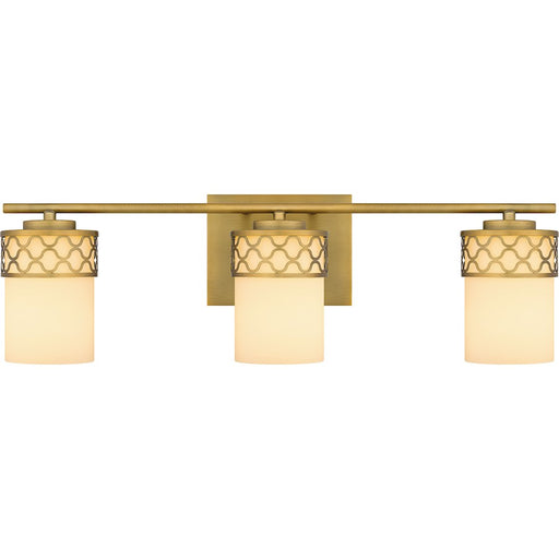 Quoizel Tenley 3 Light Bath Light, Aged Brass/Opal Etched - TEN8624AB