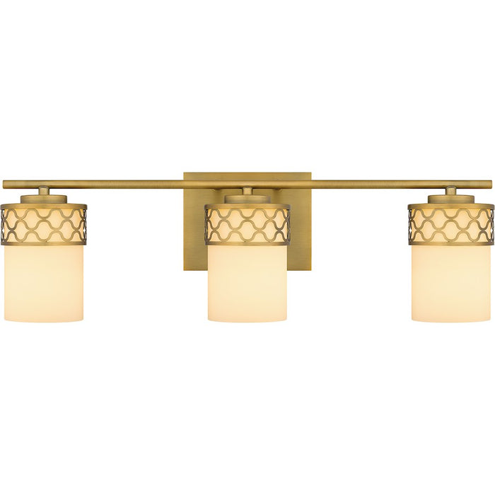 Quoizel Tenley 3 Light Bath Light, Aged Brass/Opal Etched - TEN8624AB
