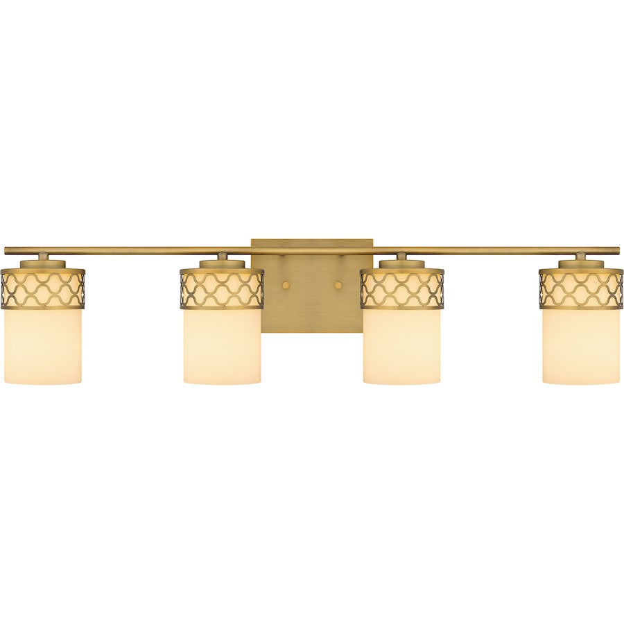 Quoizel Tenley 4 Light Bath Light, Aged Brass/Opal Etched - TEN8632AB