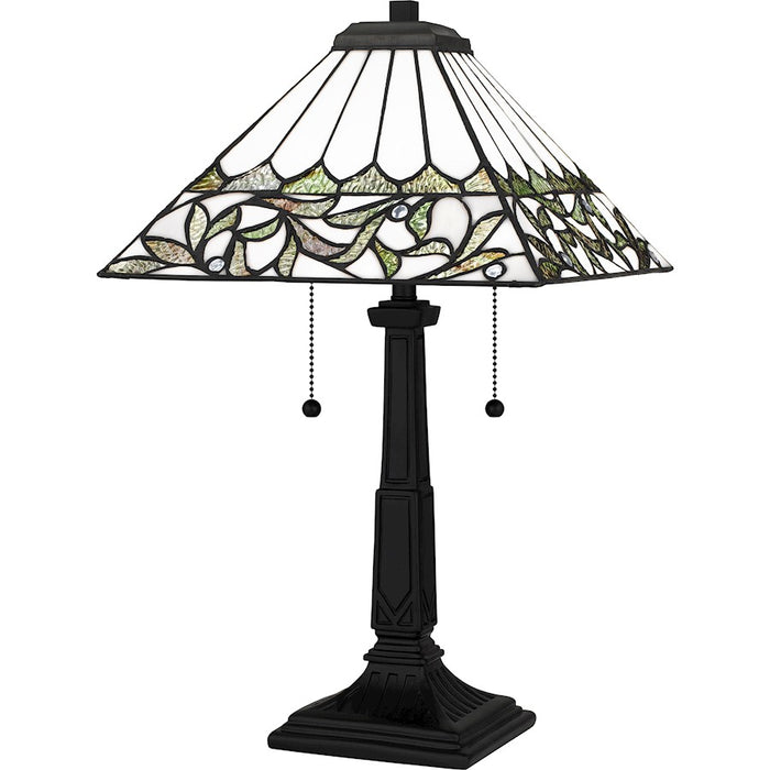 Quoizel Galahad 2 Light 23" Table Lamp, Matte Black/Multicolor Art