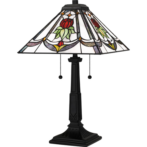 Quoizel Collingwood 2 Light 23" Table Lamp, Black/Multicolor Art - TF16137MBK