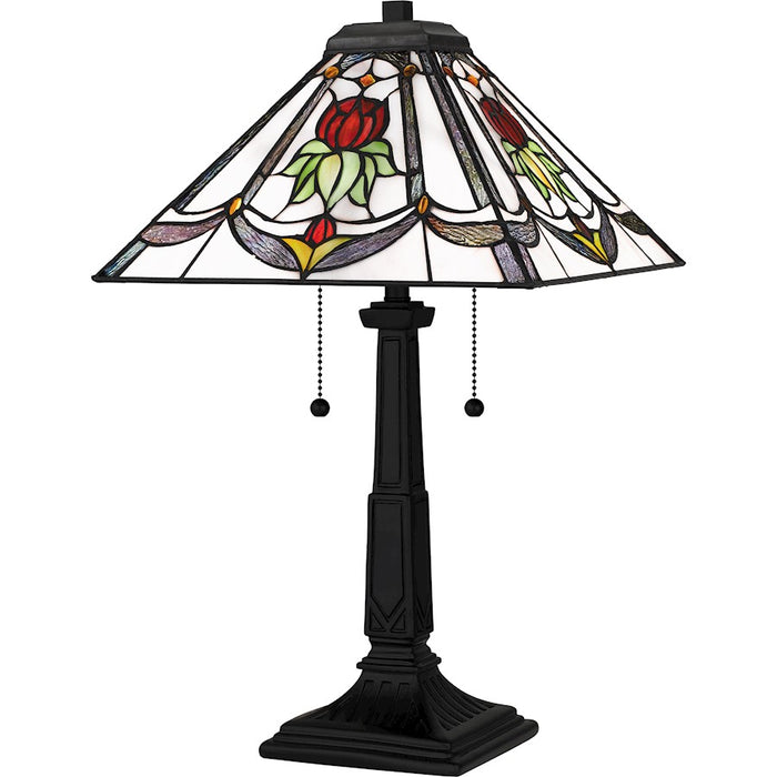 Quoizel Collingwood 2 Light 23" Table Lamp, Black/Multicolor Art